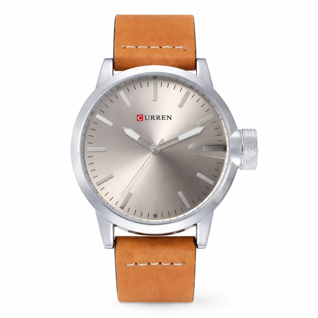 Essential Men's Watch, Classic Wristwatch with Premium Leather Strap