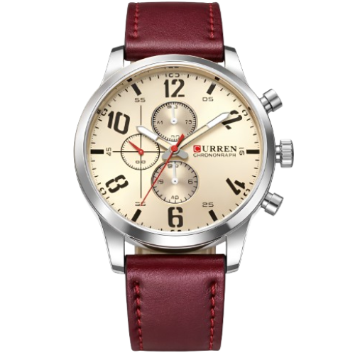 Essential Men's Watch, Classic Wristwatch with Premium Leather Strap