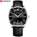 Meridian - Minimalist Steel Watch with Calendar & Leather Strap