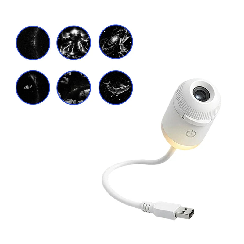 Mini Galaxy Star Projector Night Light – 2-in-1, 360° Rotation, USB Powered
