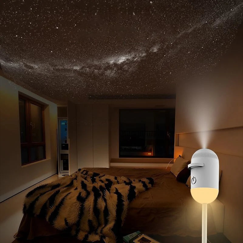 Mini Galaxy Star Projector Night Light – 2-in-1, 360° Rotation, USB Powered