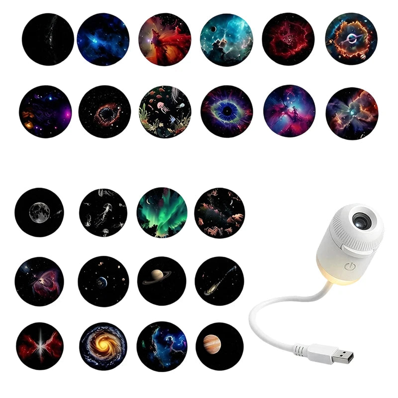 Mini Galaxy Star Projector Night Light – 2-in-1, 360° Rotation, USB Powered