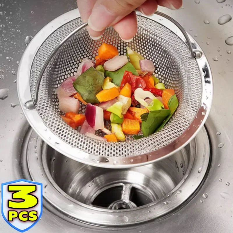 Stainless Steel Kitchen Sink Strainer with Handle & Stopper – Mesh Drain Filter