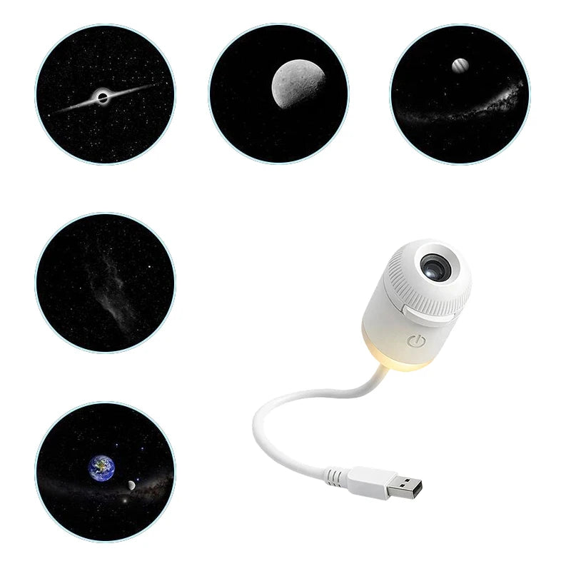 Mini Galaxy Star Projector Night Light – 2-in-1, 360° Rotation, USB Powered