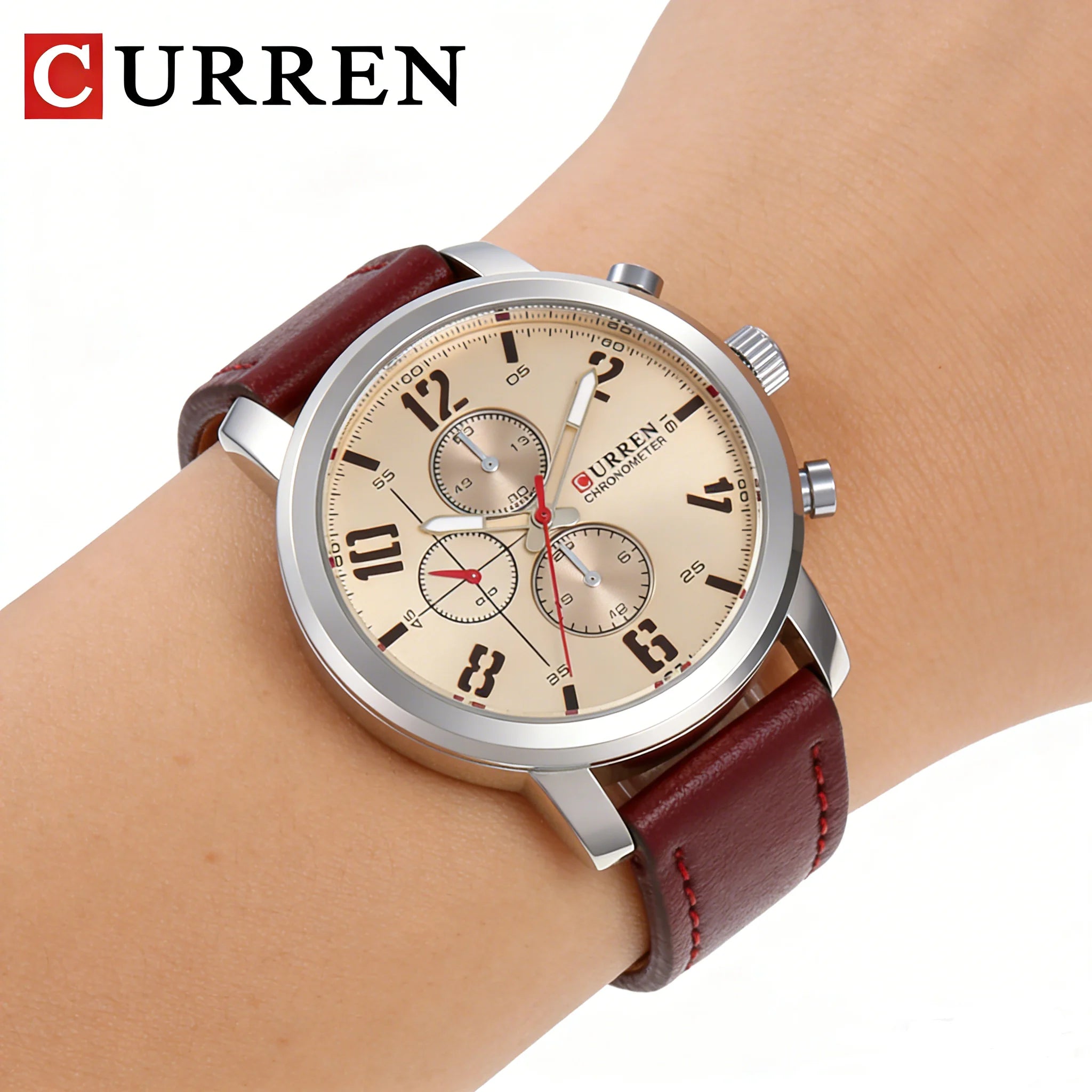 Essential Men's Watch, Classic Wristwatch with Premium Leather Strap
