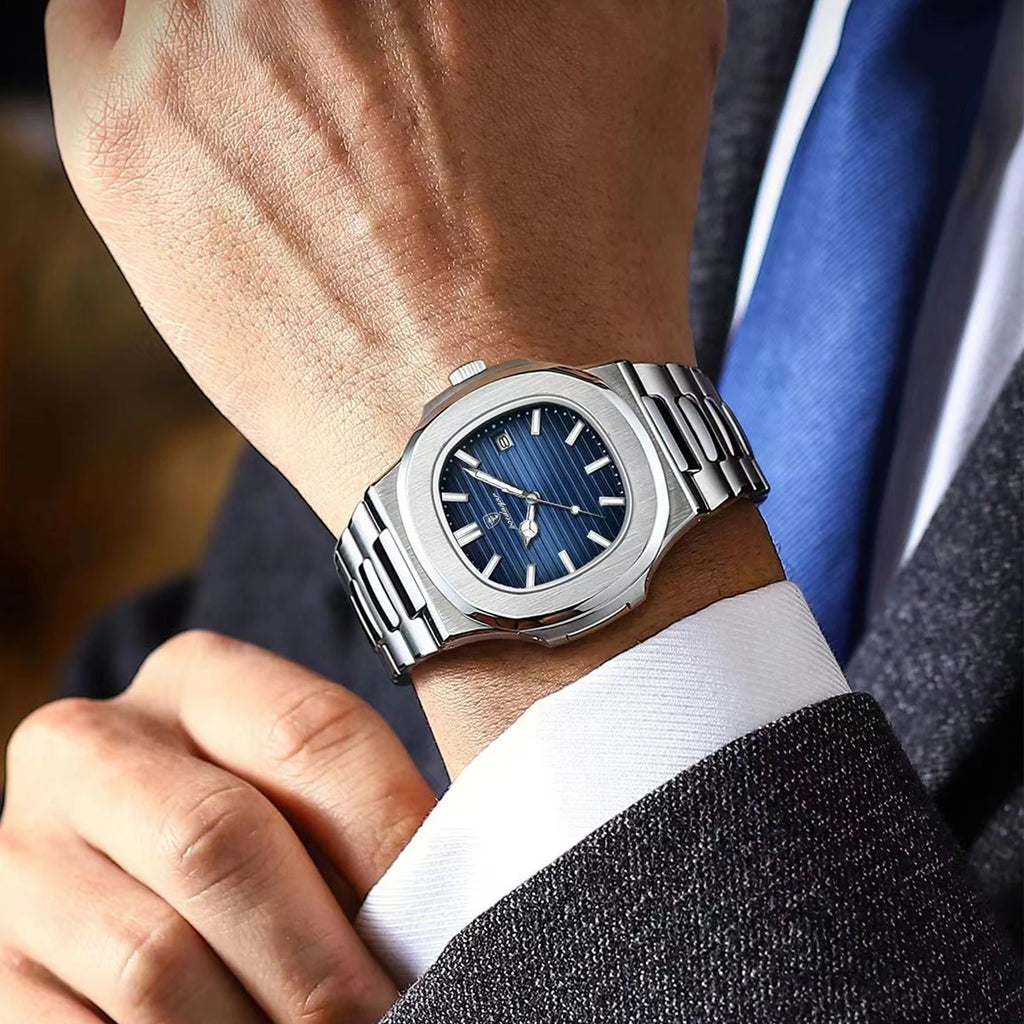 POEDAGAR 613 — Square Luxury Men's Watch, Luminous, Waterproof