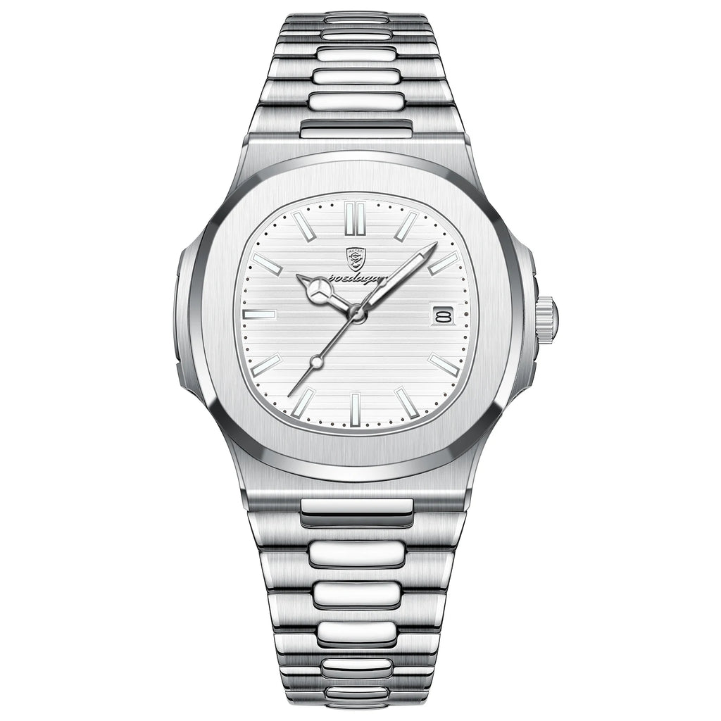 POEDAGAR 613 — Square Luxury Men's Watch, Luminous, Waterproof
