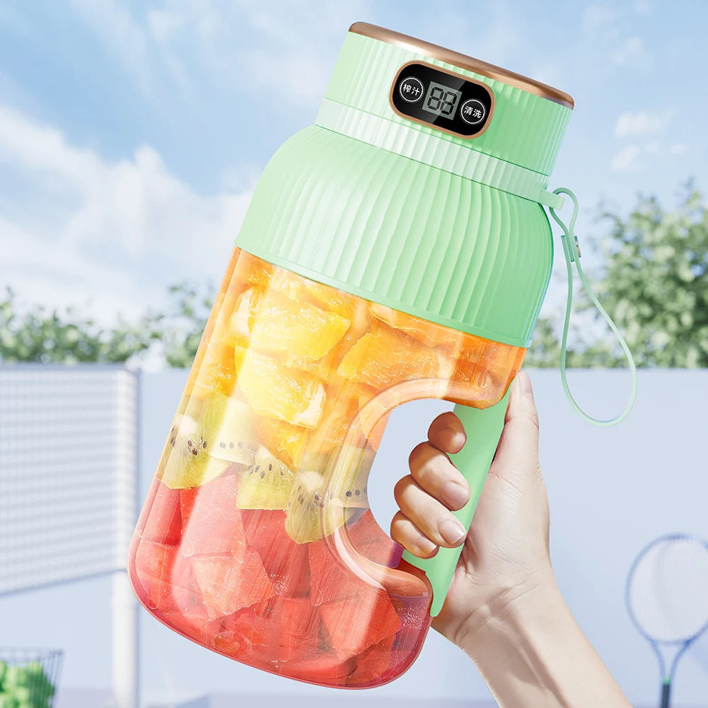 Portable Electric Juicer Blender Cup 1200ml – USB, 4 Blades