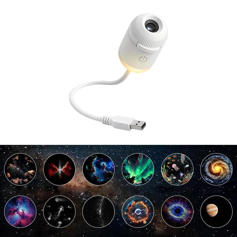 Mini Galaxy Star Projector Night Light – 2-in-1, 360° Rotation, USB Powered