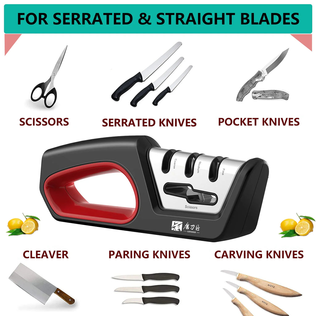 4-in-1 Professional Knife & Scissors Sharpener – Diamond, Tungsten & Ceramic