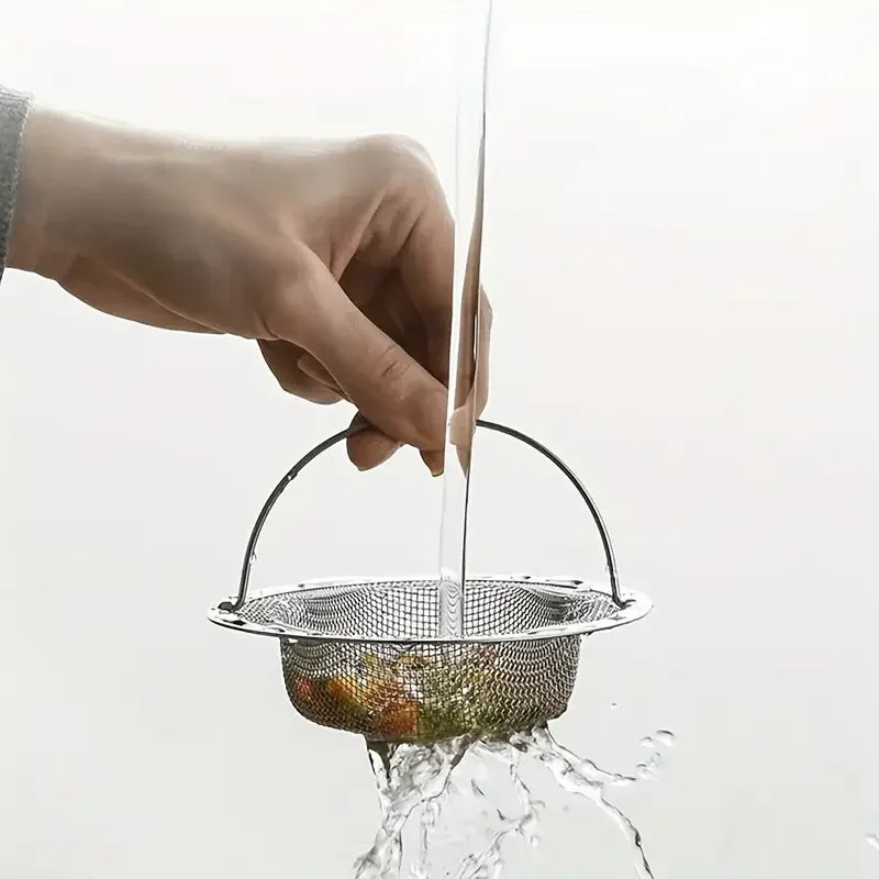 Stainless Steel Kitchen Sink Strainer with Handle & Stopper – Mesh Drain Filter