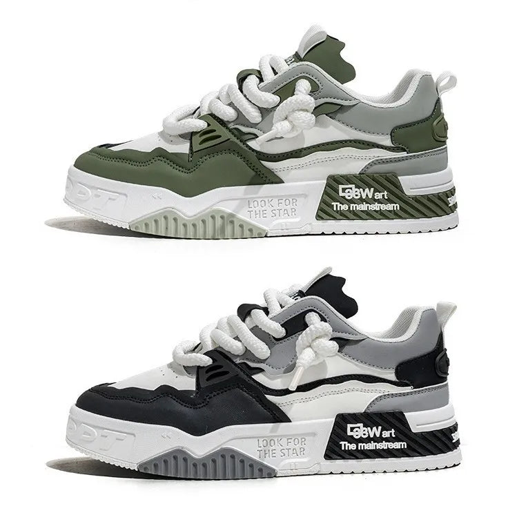 Men's Leather Sports Trainers, Classic Board Shoe Style