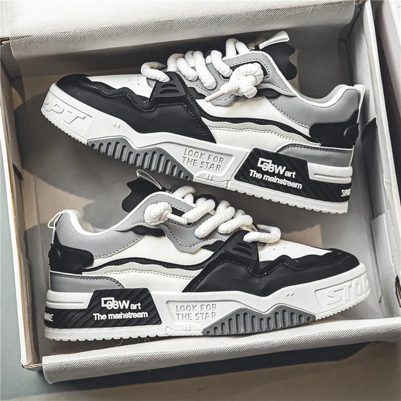 Men's Leather Sports Trainers, Classic Board Shoe Style