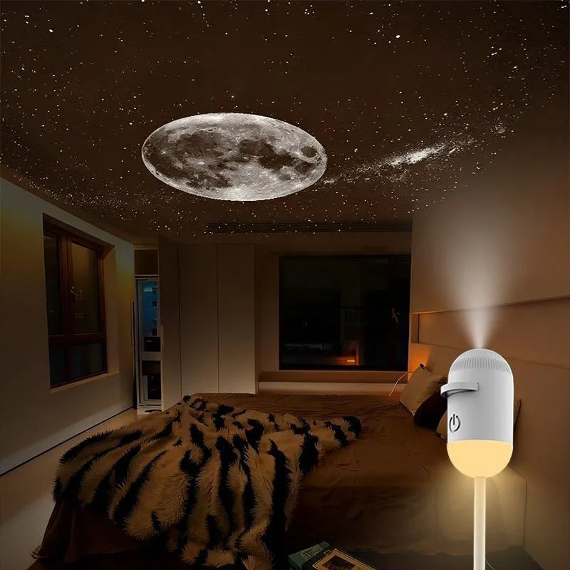 Mini Galaxy Star Projector Night Light – 2-in-1, 360° Rotation, USB Powered