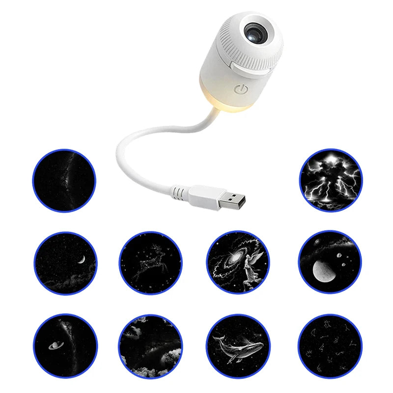 Mini Galaxy Star Projector Night Light – 2-in-1, 360° Rotation, USB Powered