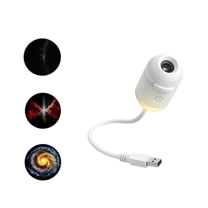 Mini Galaxy Star Projector Night Light – 2-in-1, 360° Rotation, USB Powered