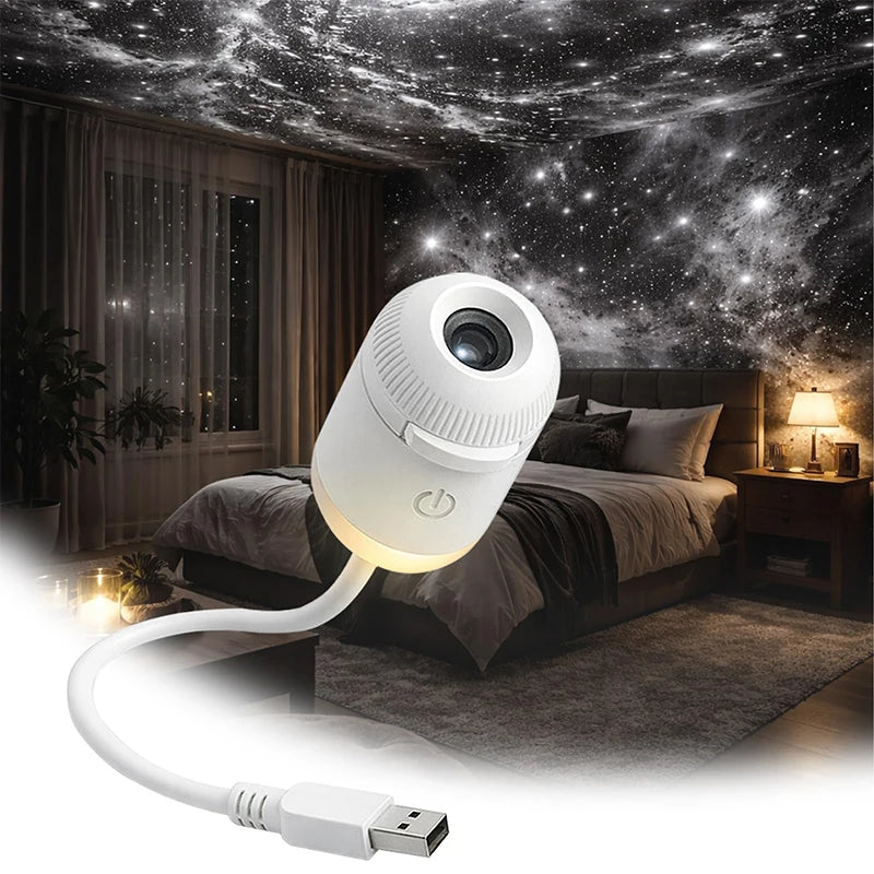 Mini Galaxy Star Projector Night Light – 2-in-1, 360° Rotation, USB Powered