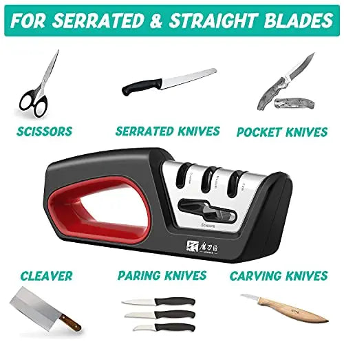 4-in-1 Professional Knife & Scissors Sharpener – Diamond, Tungsten & Ceramic