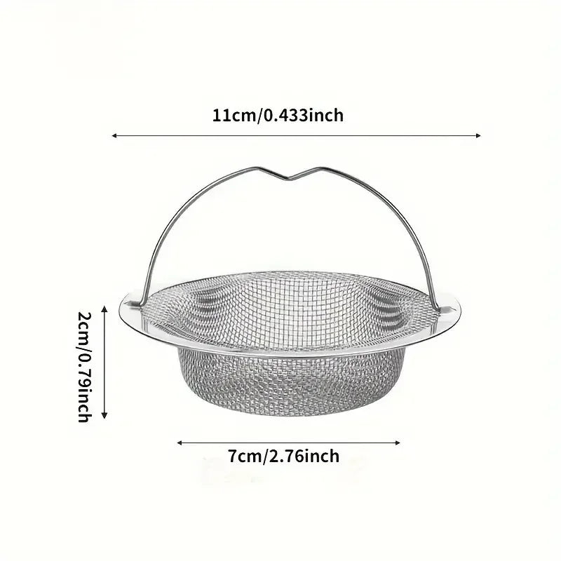 Stainless Steel Kitchen Sink Strainer with Handle & Stopper – Mesh Drain Filter