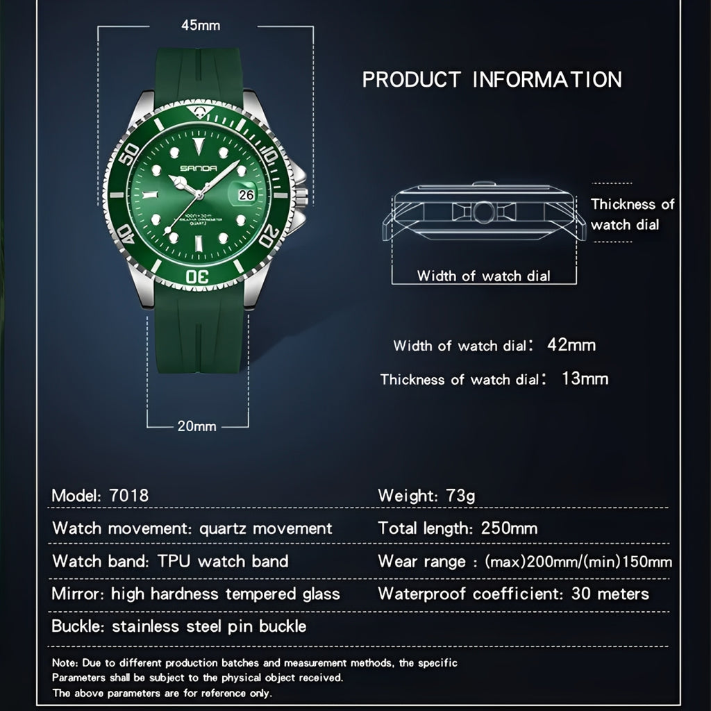 AquaWatch - Casual Silicone Watch with Luminous Dial and Calendar