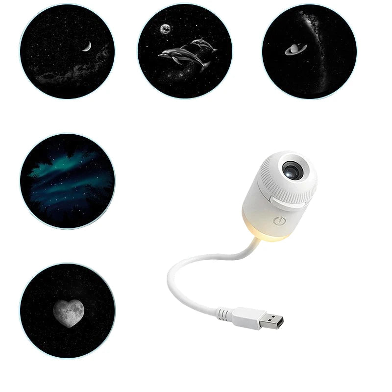 Mini Galaxy Star Projector Night Light – 2-in-1, 360° Rotation, USB Powered